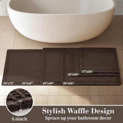 RESARE Waffle Bath Mat for Bathroom Non Slip Bathroom Rugs 18x30 Dark Brown
