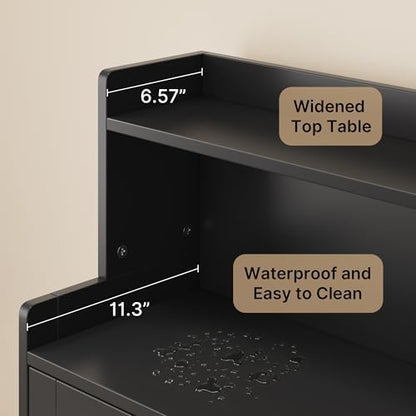 Gizoon Small Bathroom Storage Cabinet, Freestanding Organizer, Black