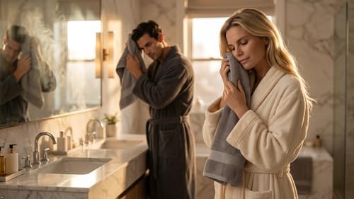 6 Piece 100% Cotton Bath Towel Set - 2 Bath - 2 Hand - 2 Face, Grey