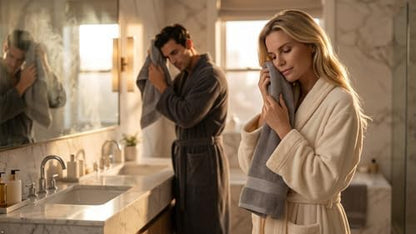 6 Piece 100% Cotton Bath Towel Set - 2 Bath - 2 Hand - 2 Face, Grey