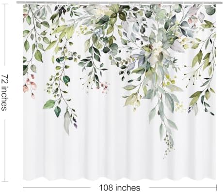 Gibelle Sage Green Eucalyptus Shower Curtain, Floral Print, 108x72