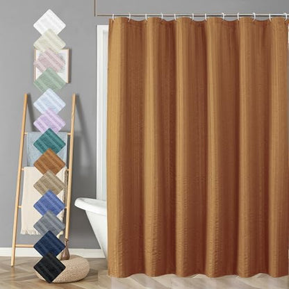 Aiyufeng Gold Shower Curtain for Bathroom, Embossed Textured Fabric Shower Curtain for Bathroom - Soft Cloth & Hotel Spa, Machine Washable, 72X78,Gold