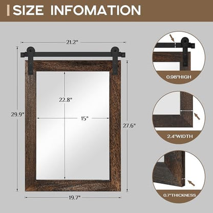 COGOOD Farmhouse Bathroom Mirrors for Over Sink - 30 x 22 Black Brown