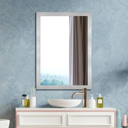 Bathroom Mirror for Over Sink 28x20 Inch Rectangular Wall Mirror, Nickel