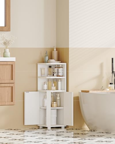 Hzuaneri Corner Cabinet, Small Bathroom Corner Cabinet with Doors
