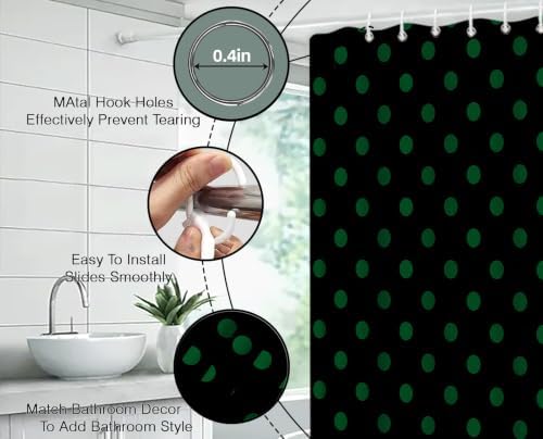 Polka Dot Shower Curtain Bathroom Decor with Hooks,70" Wx84 H