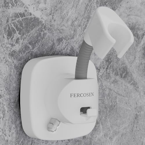 Shower Head Holder with Suction | 360° Swivel | White