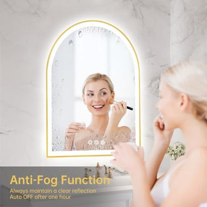 24"x30" Arched LED Lighted Bathroom Mirror with Lights