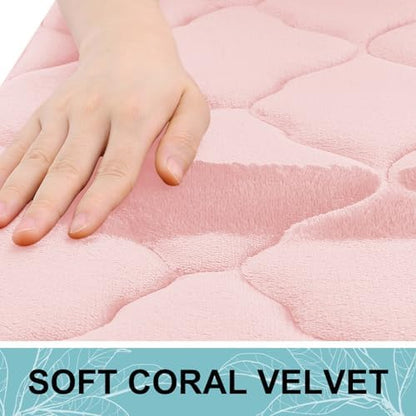 OLANLY Memory Foam Bath Mat Rug 44x24, Ultra Soft Bathroom Rugs, Pink