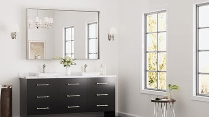 Keonjinn 55x36 Inch Nickel Bathroom Mirror for Over Sink, Rectangular