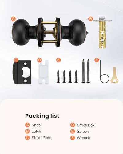 Haidms 6 Pack Oil Rubbed Bronze Door Knobs Interior, Bronze Privacy Interior Door Knobs for Bedroom or Bathroom Classic Round Doorknobs Hardware