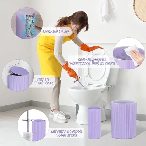 Purple Bathroom Accessories Set, 10PC Bathroom Set