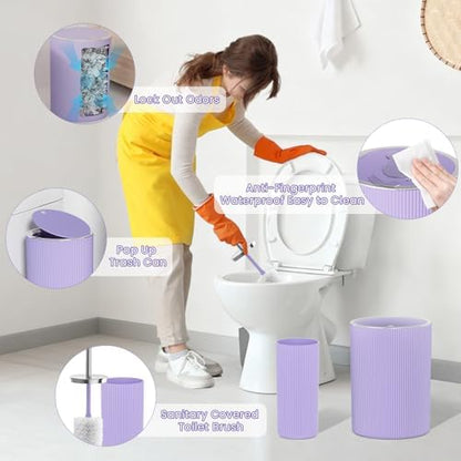 Purple Bathroom Accessories Set, 10PC Bathroom Set