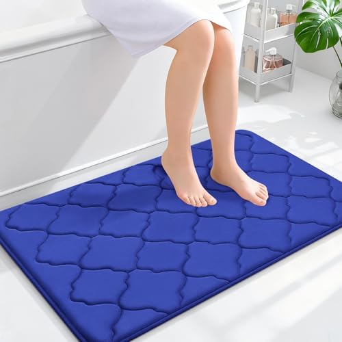 OLANLY Memory Foam Bath Mat Rug 36x24, Ultra Soft Bathroom Rugs, Royal Blue