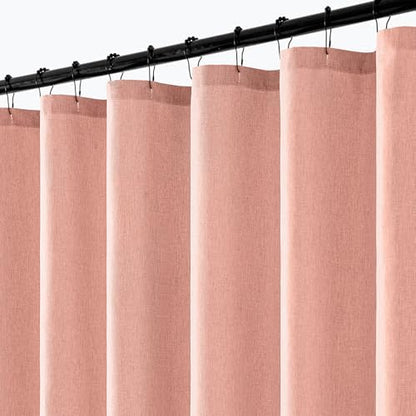ANRODUO Blush Pink Linen Textured Fabric Shower Curtain Set - W72xL72