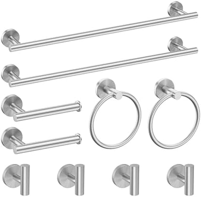 Newfun 10-Pieces Brushed Nickel Bathroom Hardware Set 24 Inch