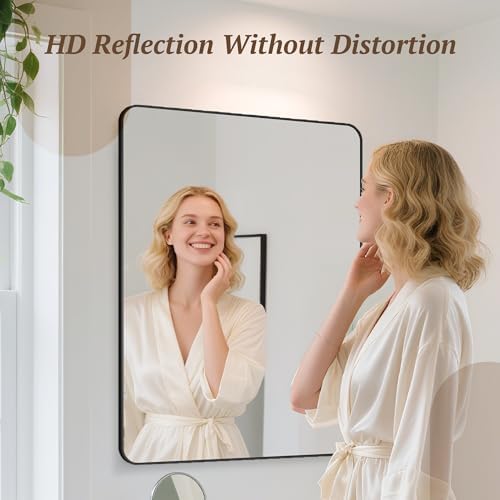 Bathroom Mirror 60" x 30", Large Rectangle Wall Mirror, Black