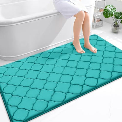 OLANLY Memory Foam Bath Mat Rug 59x34, Ultra Soft Bathroom Rugs, Teal
