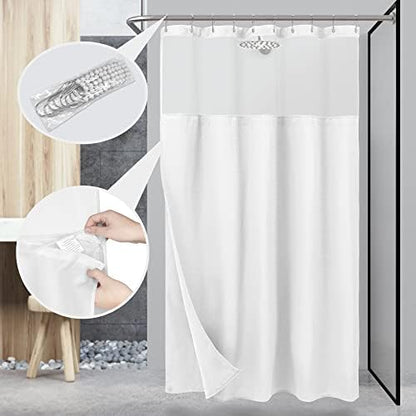 N&Y HOME 60 x 72 Waffle Weave Shower Curtain with Snap-in Liner Set White