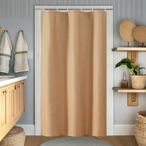 OWENIE Coral Stall Shower Curtain for Bathroom, 3D Embossed Textured Fabric Small Shower Curtain for Narrow Stall Size, Machine Washable Water Resistance, Hotel Style, 36" W x 72" L, Coral