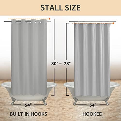 River Dream No Hook Stall Shower Curtain or Liner Microfiber Grey, 54x80