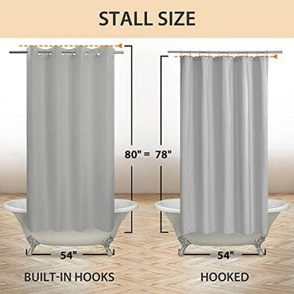 River Dream No Hook Stall Shower Curtain or Liner Microfiber Grey, 54x80