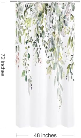 Gibelle Sage Green Eucalyptus Shower Curtain, Floral Print, 48x72