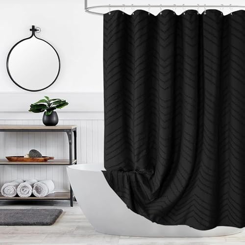 Black Boho Fabric Shower Curtain 72 x 90 Inches