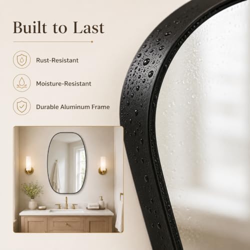 USHOWER Black Oval Bathroom Mirrors 30x48 Inch