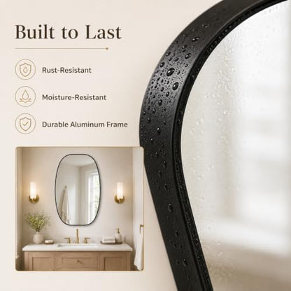 USHOWER Black Oval Bathroom Mirrors 30x48 Inch