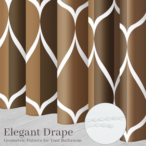 Gelbchu Geometric Shower Curtain for Bathroom, Brown, 72x72