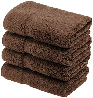 SUPERIOR Egyptian Cotton Plush & Absorbent, Hand Towel Set of 4, Chocolate