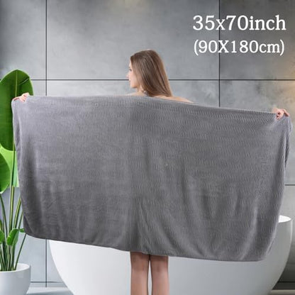 Ycosy 4 Pack Extra Large Microfiber Bath Towels Set,35x70 inches,600GSM,Less Lint Highly Absorbent Super Soft & Quick Dry,Oversized Bath Towels,Perfect for Bathroom Gym Pool,Grey