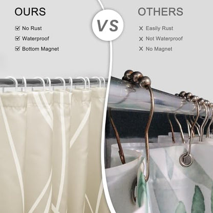 Striped Shower Curtain for Bathroom, Ombre Khaki, 72" W x 72" L
