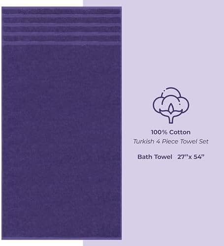 American Soft Linen 100% Cotton Luxury Turkish Towels, 4 PC Bath Towel Set