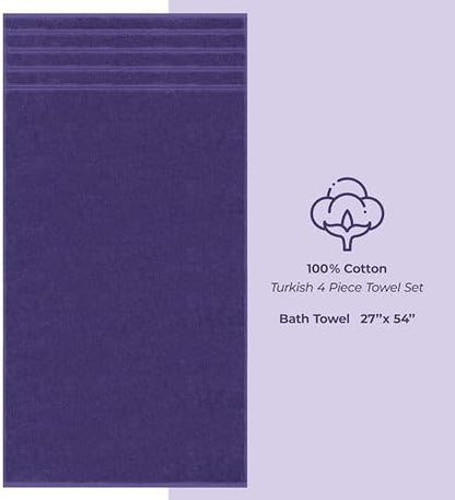American Soft Linen 100% Cotton Luxury Turkish Towels, 4 PC Bath Towel Set