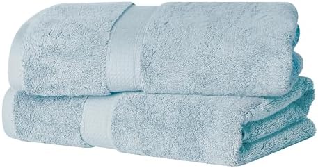 SUPERIOR Egyptian Cotton Plush & Absorbent, Bath Towel Set of 2, Light Blue