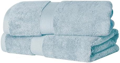 SUPERIOR Egyptian Cotton Plush & Absorbent, Bath Towel Set of 2, Light Blue