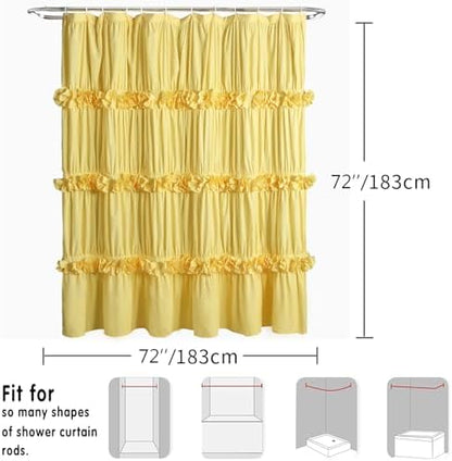 Homechoice Decor Bright Yellow Shower Curtain with 12 Buttonholes