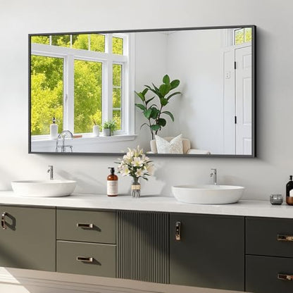 Koonmi Black Bathroom Mirror for Over Sink,Metal Framed 24"x48" Wall Mirror