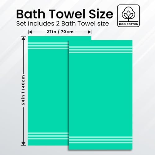 Infinitee Xclusives 100% Ring-Spun Cotton Bath Towels for Bathroom - Pack 2