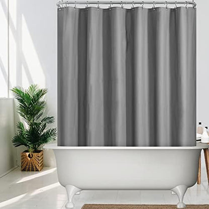 Mrs Awesome Grey Clawfoot Tub Shower Curtain or Liner with 12 Magnets - Free 36 Hooks Included, Waterproof PEVA, 180" x 70", Dark Gray