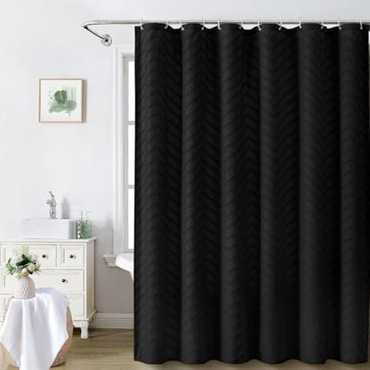 Black Boho Fabric Shower Curtain 54 x 78 Inches