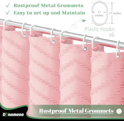 Dynamene Stall Boho Farmhouse Shower Curtain Tufted Chevron 36"x72" Pink