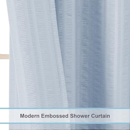 Aiyufeng Glacier Blue Shower Curtain for Bathroom, Embossed Textured Fabric Shower Curtain for Bathroom - Soft Cloth & Hotel Spa, Machine Washable, 72X84,Glacier Blue