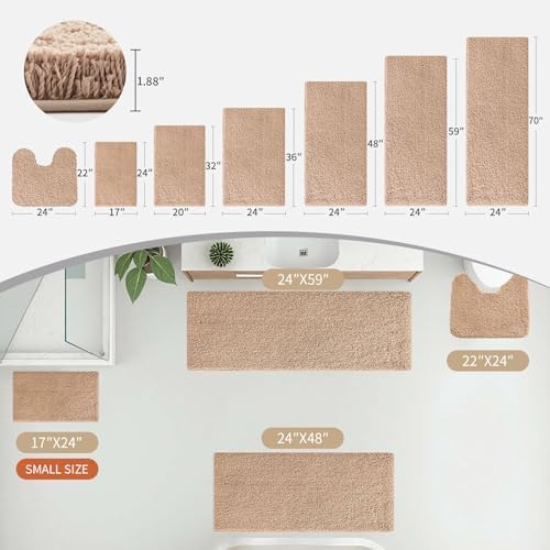 Disolla Beige Bathroom Rug 24x36 - Non-Slip Plush Thick Bath Mat, Highly Absorbent & Ultra Soft Fluffy Floor Mat, Machine Washable for Shower and Tub
