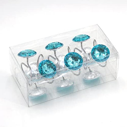 Crystal Diamond Round Shower Curtain Hooks Rings for Bathroom,Aqua,12PCS