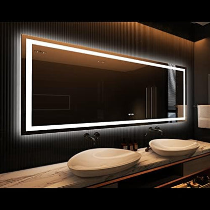 Amorho LED Bathroom Mirror, 84"X32" with Front Light and Backlit