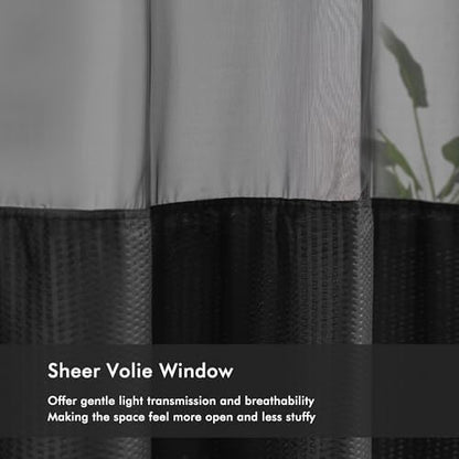 Mrs Awesome No Hook Black Shower Curtain with Snap-in Fabric Liner 71x74