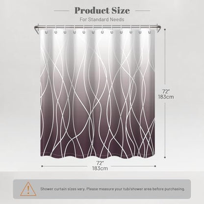 Striped Shower Curtain for Bathroom, Burgundy, 72" W x 72" L